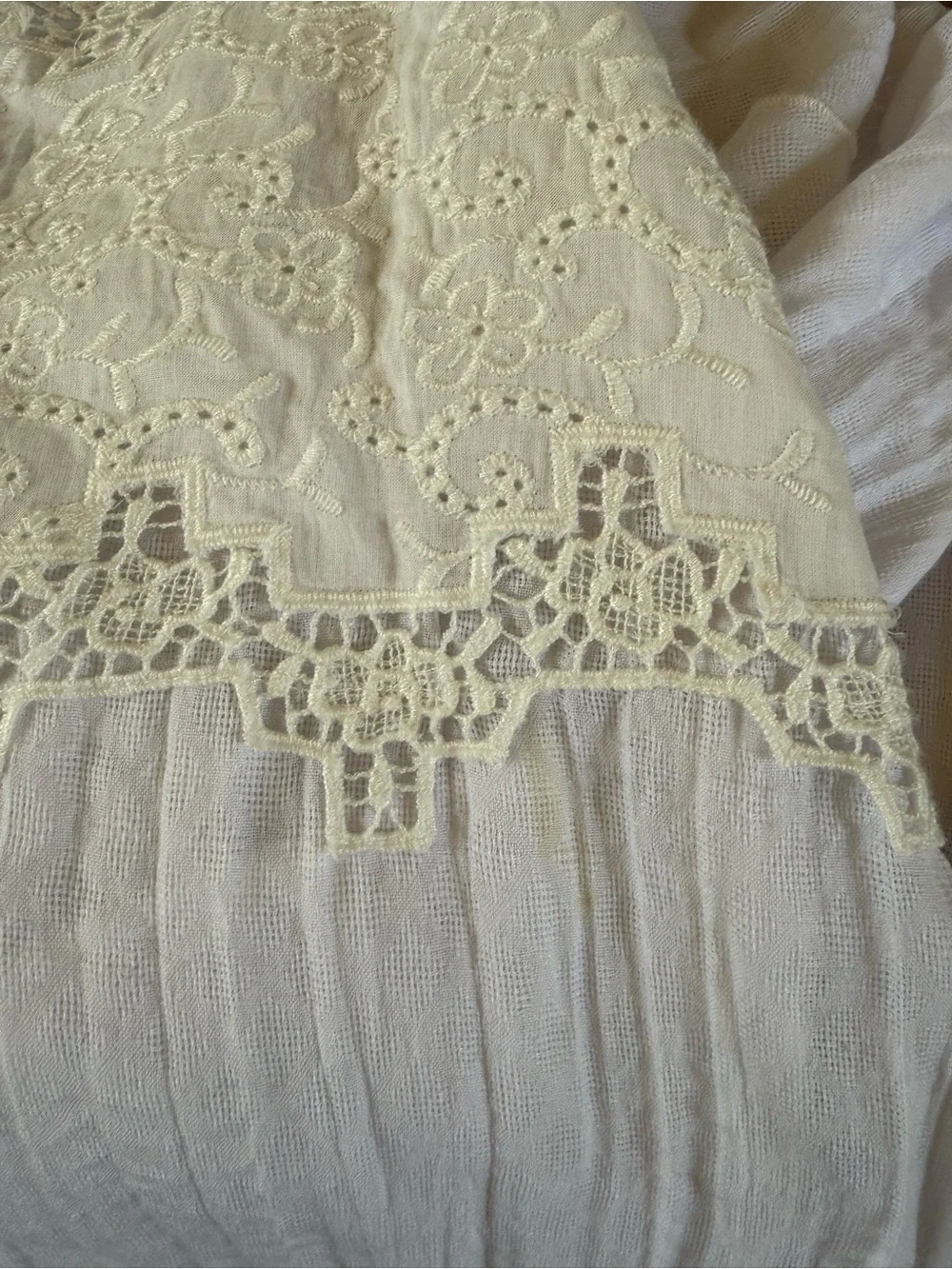 Free People ivory and white boho style handkerchief hem dress